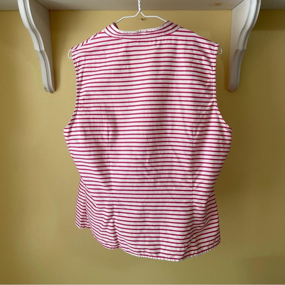 Jones New York Red and White Notched Collar Button Down Shirt 100% Cotton - Picture 4 of 8